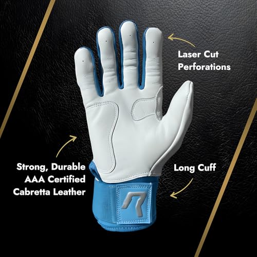 Long Cuff Baseball Gloves - color: Carribean Blue, size: Adult Small