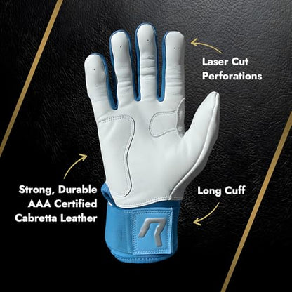 Long Cuff Baseball Gloves - color: Carribean Blue, size: Adult Small
