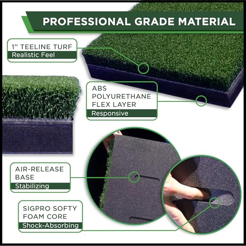The Indoor Golf Shop SIGPRO Softy Golf Mat - Professional-Grade Practice Mat - Realistic Fairway Feel - Real Tee Capable, Replaceable Hitting Strip, Thick Cushioning & Joint-Friendly Design - size: 4' x 7'