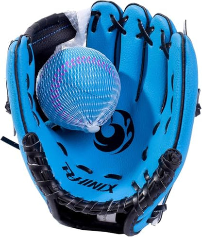 PHINIX Baseball Glove Tee Ball Mitts with Soft Ball for Kids Play & Training 8.5"-10" - color: Blue, size: 9"Right Hand Throw