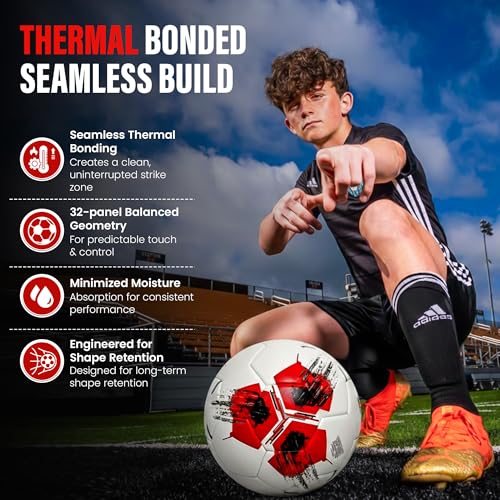 Professional Soccer Ball Size 4 & 5 – Seamless Training & Match Ball for Youth, Kids & Adults, Waterproof Synthetic PU Leather, Superior Air Retention - size: TITAN (Size 5)