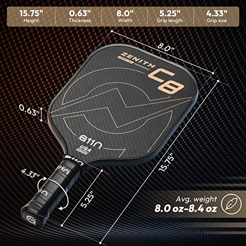 A11N Zenith C8-16mm Pickleball Paddle with Tournament Backpack Bundle