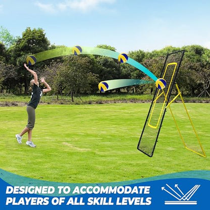 2-in-1 Volleyball Rebounder Net, Adjustable 7×4 ft to 4.5×4 ft Bounce Back Training Rebound Equipment with Angle Customization for Volleying, Bumping, Spiking Practice - color: Black