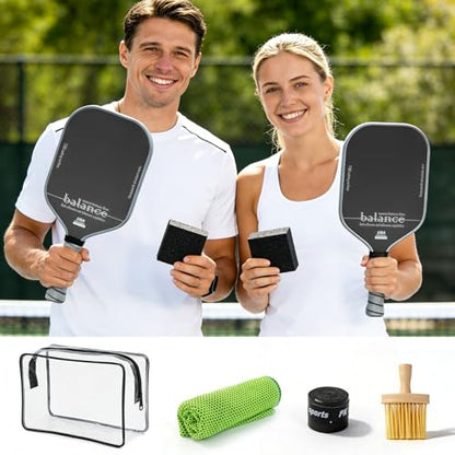 Pickleball Paddle Eraser Set, 2Pcs Pickle Ball Racket Cleaner for Carbon Paddles, Fast & Easy Natural Rubber Eraser Removes Residue Dirt Minor Scratches, Includes Storage Bag Brush Cloth Grip Tape