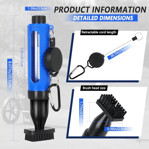 Golf Club Cleaning Kit,Golf Accessories,Golf Cleaning Kit with Golf Club Cleaner Water Brush,Towel,Divot Repair Tool,Groove Sharpener,Golf Ball Alignment Complete Golf Kit - color: Blue, size: 1 Pcs