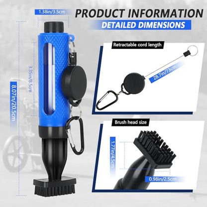 Golf Club Cleaning Kit,Golf Accessories,Golf Cleaning Kit with Golf Club Cleaner Water Brush,Towel,Divot Repair Tool,Groove Sharpener,Golf Ball Alignment Complete Golf Kit - color: Blue, size: 1 Pcs