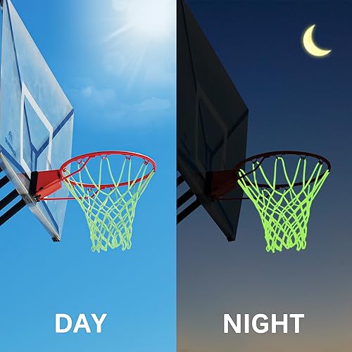 Basketball Net Outdoor, 2025 Upgrade All Weather Anti Whip Basketball Net Replacement -12 Loops - style: Fluorescent Green