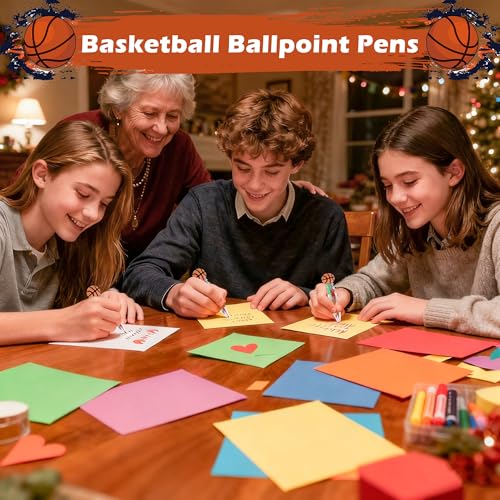 LiYiQ 25 Pcs Basketball Party Favor Multicolor Pen in One Cartoon Cute Fun 4-in-1 Cute Pens Bulk Kawaii Basketball Shape Cool Ballpoint Pens for Kids Fun Gifts - style: Basketball