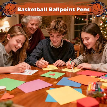 LiYiQ 25 Pcs Basketball Party Favor Multicolor Pen in One Cartoon Cute Fun 4-in-1 Cute Pens Bulk Kawaii Basketball Shape Cool Ballpoint Pens for Kids Fun Gifts - style: Basketball