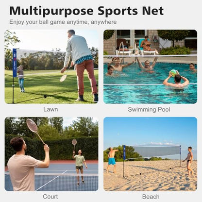 Adjustable Height Portable Badminton Net, Outdoor Net for Playing Pickleball, Kids Volleyball, Soccer Tennis, Lawn Tennis, Foldable Design, Durable Nylon Mesh, Easy Setup, Sports Equipment