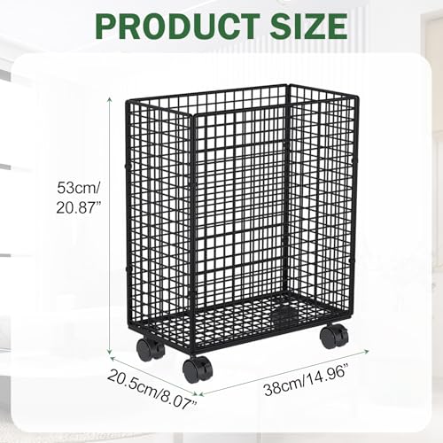 Home Gym Storage Organizer Rack with Lockable Wheels,Tall Dirty Clothes Hamper for Bedroom Bathroom, Garage Organizer, Mat Storage Rack Basket, Rolling Ball Cart for Foam Roller