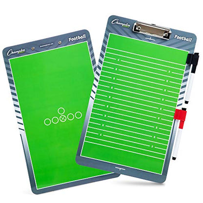 Champion Sports Large & XL Dry Erase Board For Coaching - Whiteboards for Strategizing, Techniques, Plays - 2-Sided Boards with Front Side Full Field - Backside Half Field and Lineup - color: Football, style: Standard Coaches Board