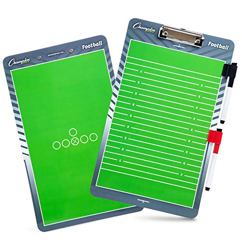 Champion Sports Large & XL Dry Erase Board For Coaching - Whiteboards for Strategizing, Techniques, Plays - 2-Sided Boards with Front Side Full Field - Backside Half Field and Lineup - color: Football, style: Standard Coaches Board