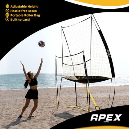 Apex Sports Volleyball Training Net Equipment System - Sturdy, Adjustable, and Portable | Improve Accuracy, Technique, and Skills | Ideal for Indoor/Outdoor Use | Easy Assembly & Storage |
