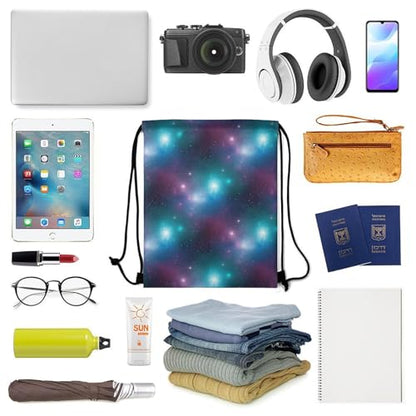 Water Resistant Drawstring Backpack Gym String Bag with Compartment for Yoga Swimming Beach Sports Unisex, Purple Galaxy Blue Bags - color: Picture (515)