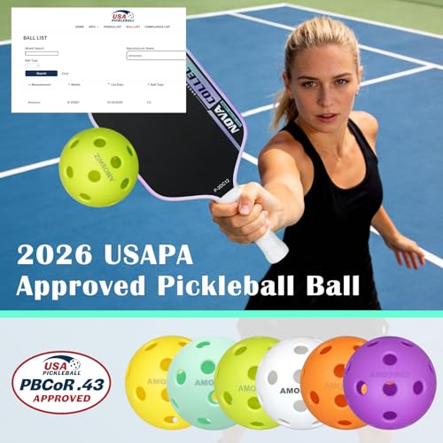 Indoor Pickleball Balls, 6/12 Pack of 26 Holes Pickleballs, USAPA Approved Indoor Pickleballs Set, High Visibility Durable Pickle Balls for Training and Tournament