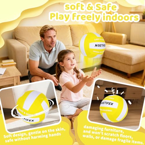 Soft Volleyball-Super Soft Fabric Light Volleyball for Indoor Practice Safe and Quiet Kids Youth Beginners House Yard Training Practice Games(Deflated) - color: Yellow,white
