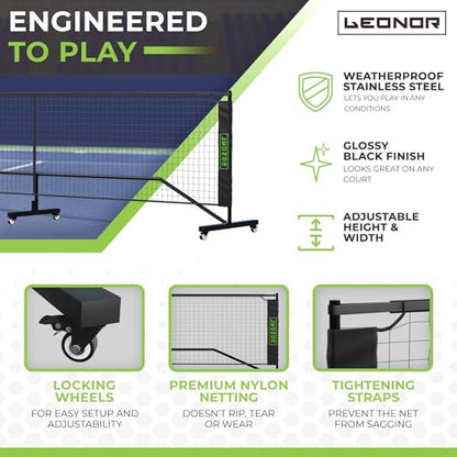 6 in 1 - Multi Sport Net - Pickleball Net, Badminton Net, Tennis Net, Outdoor Volleyball Net for Backyard - Regulation Size 22ft & Half Court 11ft - Patented Portable Pickleball Net & Driveway Nets