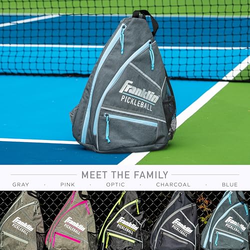 Franklin Sports Pickleball Bags - Sling Bag Backpack for Gear + Equipment - Men + Women - Holds Paddles, Balls + Accessories - color: Gray/Blue