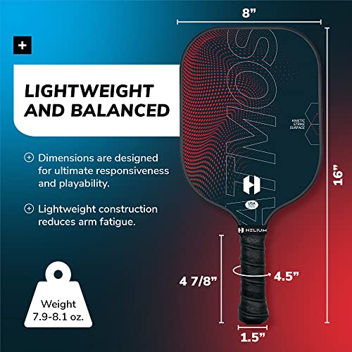Helium Pro Carbon Fiber Pickleball Paddle Set of 4 - USAPA Certified Pickleball Paddles, High-Spin Texture, Lightweight Honeycomb Core (2 Paddles, 4 Balls, 1 Sports Bag)