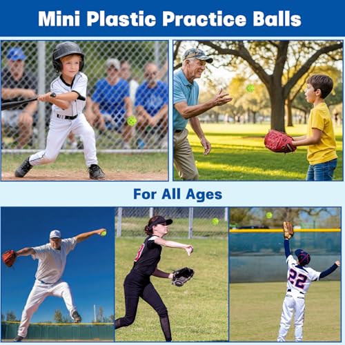 Coopay 20/40/80 Pack Mini Plastic Practice Baseballs, 1.65inch Small Soft Training Balls with Drawstring Bag for Baseball Hitting, Pitching & Batting Training, Indoor & Outdoor - color: Green, style: 20 Pack