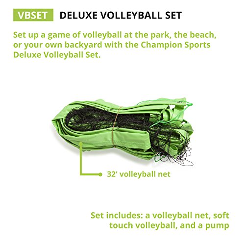 Champion Sports Outdoor Game Sets – Volleyball, Badminton, Tetherball, Bocce & Croquet - style: Backyard and Beach Volleyball Set