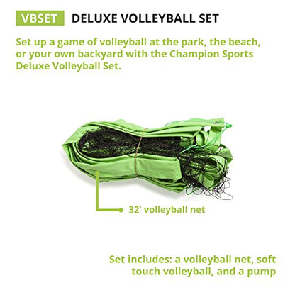 Champion Sports Outdoor Game Sets – Volleyball, Badminton, Tetherball, Bocce & Croquet - style: Backyard and Beach Volleyball Set