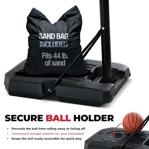 Portable Basketball Hoop 10 ft Adjustable - 44in Shatterproof Backboard - Basketball Goal System 8-10 ft Adjustable Basketball Hoop for Kids/Adults Indoor Outdoor Weatherproof Fillable Base