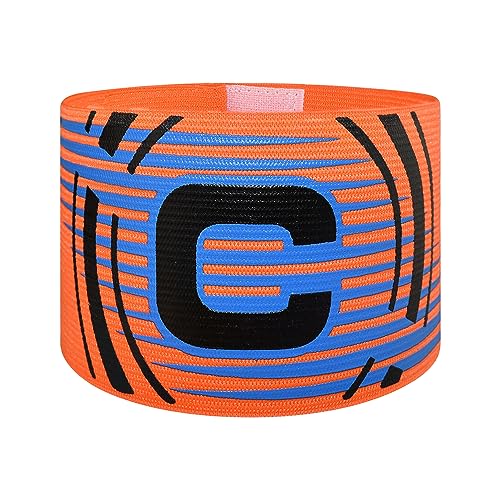 Sports Captain C Arm Band, Unisex Elastic Soccer Captain Armband Adjustable Outdoor Football Player Captain's ArmBands for Youth and Adult - color: Orange