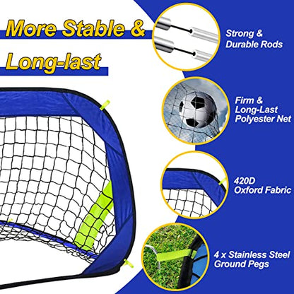 EVERRUSH Pop Up Soccer Goals Nets for Backyard Beach Soccer Training Net Mini Portable Foldable Lightweight Indoor + Outdoor Football Goal with Carry Bag - style: Blue