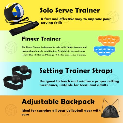 Volleyball Solo Training Set with Adjustable Rebound System – Serve, Set & Spike Practice Equipment for Youth, Teens & Adults
