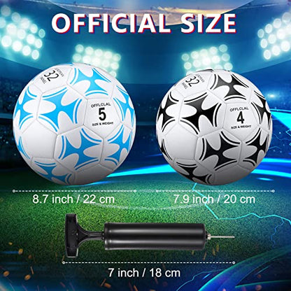 Tradder 4 Pack Soccer Ball with Pump Size 3 4 5 Deflated Soccer Ball for Outdoor Indoor Game Sport Practice Training Gift for Kid Youth Teen Adult Charity Donation - size: Size 4, style: Iris Laevigata Style