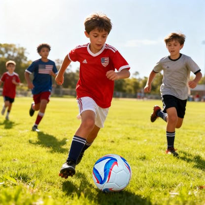 Soccer Ball Size 3,4,5 Kids Training Practice Boys Girls Balls Gift Wear-Resistant Leather Come with Pump School Coach Train Course - size: Size 5