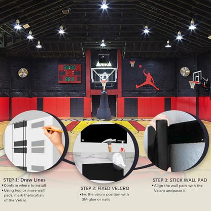 60"/72" High Gym Wall Padding 2"/4" Thick Foam Basketball Court Wall Mount Protector for Garage Taekwondo Babyroom - Durable Waterproof Anti-Cushion