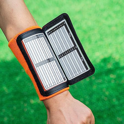 Youth Triple Playbook Wristband Quarterback Wrist(10 Pack)- Triple Windows Playbook QB Wristband - Great for Football Plays, Baseball Calls All Sports - color: Orange