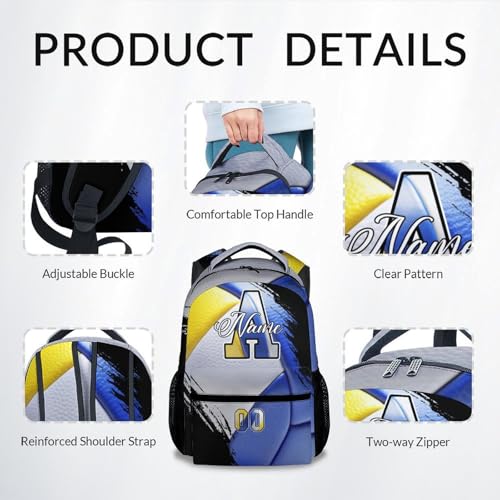 Mercuryelf Volleyball Backpack for Girls - Custom Name Kids School Bookbag for Teen Athlete and Volleyball Team - color: Blue