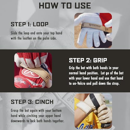 9 STRAP Baseball Grip Strap Full Hide Hitting Tool | Original Two-Handed Swing Trainer for Injury Prevention, Bat Speed & Proper Mechanics - size: Youth XS