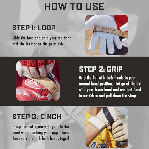 9 STRAP Baseball Grip Strap Full Hide Hitting Tool | Original Two-Handed Swing Trainer for Injury Prevention, Bat Speed & Proper Mechanics - size: Youth XXL