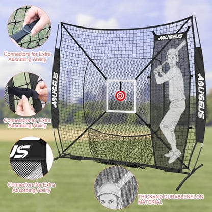 6'X6' Baseball Softball Practice Net,Pitching Net,Batting Net,with Dummy Batter,Bonus Strike Zone Target and Bow Frame,for Hitting,Pitching,Catching