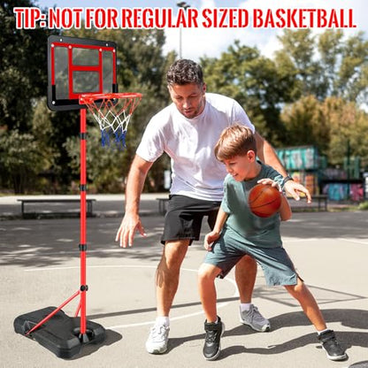 Kids Basketball Hoop with Stand, Adjustable Basketball Set, Toddler Basketball Toys for Boys Age 3 4 5 6 7 8, Indoor Outdoor Backyard Sport Game Gifts - style: Red Basketball Hoop