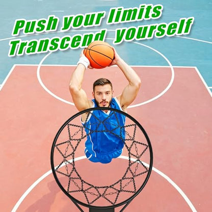 Insaga Chain Basketball Net Heavy Duty Metal - 19'' Basketball Chain Net for Hoop Outdoor Indoor Replacement, Rustproof Steel Chain Net for Standard 12-Loop Rim, Easy to Install
