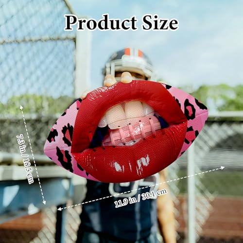 American Football, Official Size 11.9 x 7.3 Inch, Premium Composite Leather High-Grip Ball with Pro-Style Lacing, Unique Prints for Training, Games & Gifts - color: Lip Pink Leopards