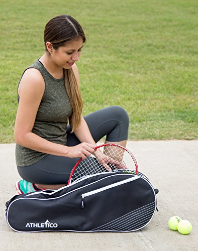 Athletico Tennis Bag and Racketball Bag - Tennis Bags for Women and Men to Hold Tennis Racket, Racquetball Racket, Pickleball Paddles and Other Equipment or Gear - color: Black