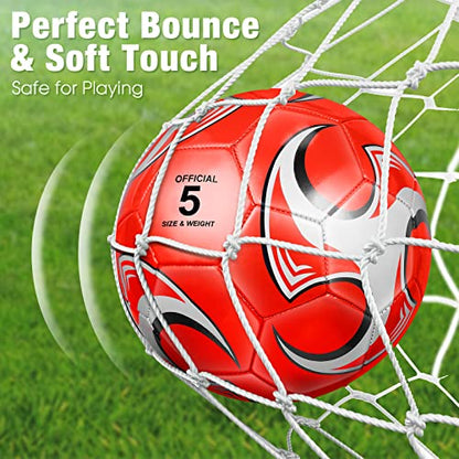 Deekin 6 Pcs Soccer Ball with Pump Size 5/4/3 Official Outside Sport Soccer Deflated Machine Stitched Ball for Indoor Outdoor Sport Training Practice Birthday Gift for Child Adult