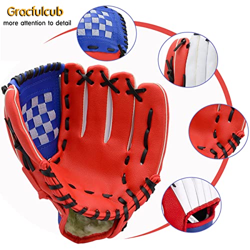 Baseball Glove,Baseball Softball Mitt with Ball for Kids Youth Adults Training and Beginner,Right Hand Throw,Left Hand Glove - color: Red, size: 11.5"