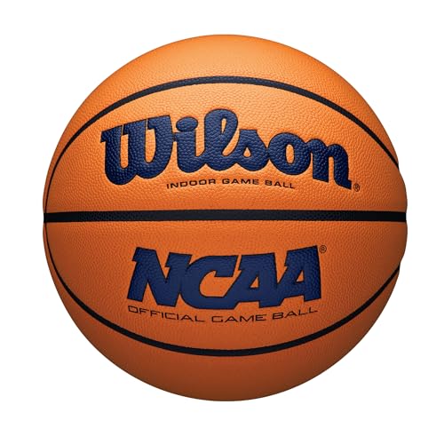 WILSON NCAA Evo NXT Official Indoor Game Basketballs - Sizes 6 and 7 - color: Navy/Orange, size: Size 7 - 29.5"