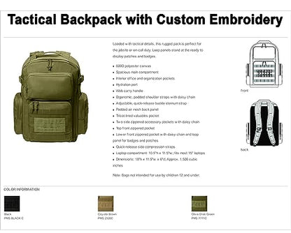 Tactical Gear bag Heavy Duty Duffel Gym bag/Tactical Backpack Custom Embroidered with your own text (Olive Drab Green Backpack) - color: Olive Drab Green Backpack