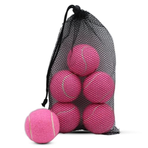 SHYUJAJIE Tennis Balls, 6 Pack Training Tennis Balls,High Elasticity Practice Balls for Beginner, Playing Balls for Dogs - color: Pink