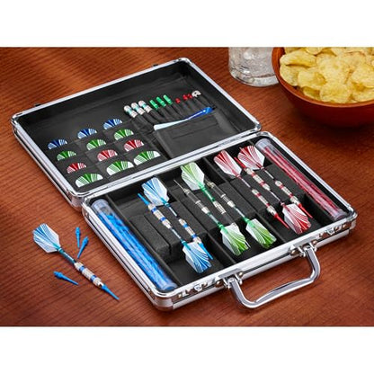 Casemaster Legion Aluminum Dart Case Holds 9 Steel Tip and Soft Tip Darts with Extra Space to Keep Flights in Shape, and Numerous Pockets and Tubes for Storage of Accessories