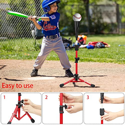 BaseGoal Baseball Tee for Kids,Batting Tee,Softball Tee,Youth Hitting Tee,Teeball Tee,Travel Tee,Easy Adjustable Height